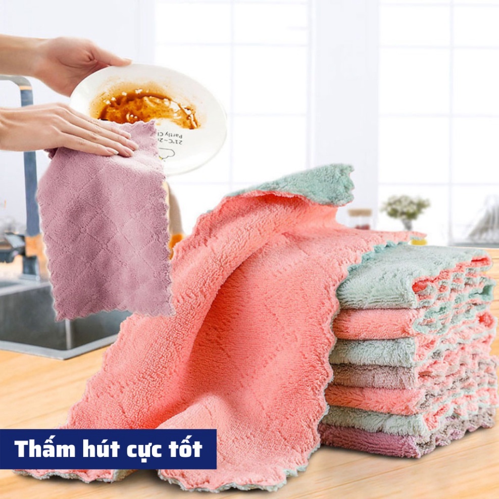 Cuộn khăn lau bếp đa năng 2 mặt thấm hút cực tốt nhanh khô cao cấp siêu mềm mại size lớn thấm dầu mỡ