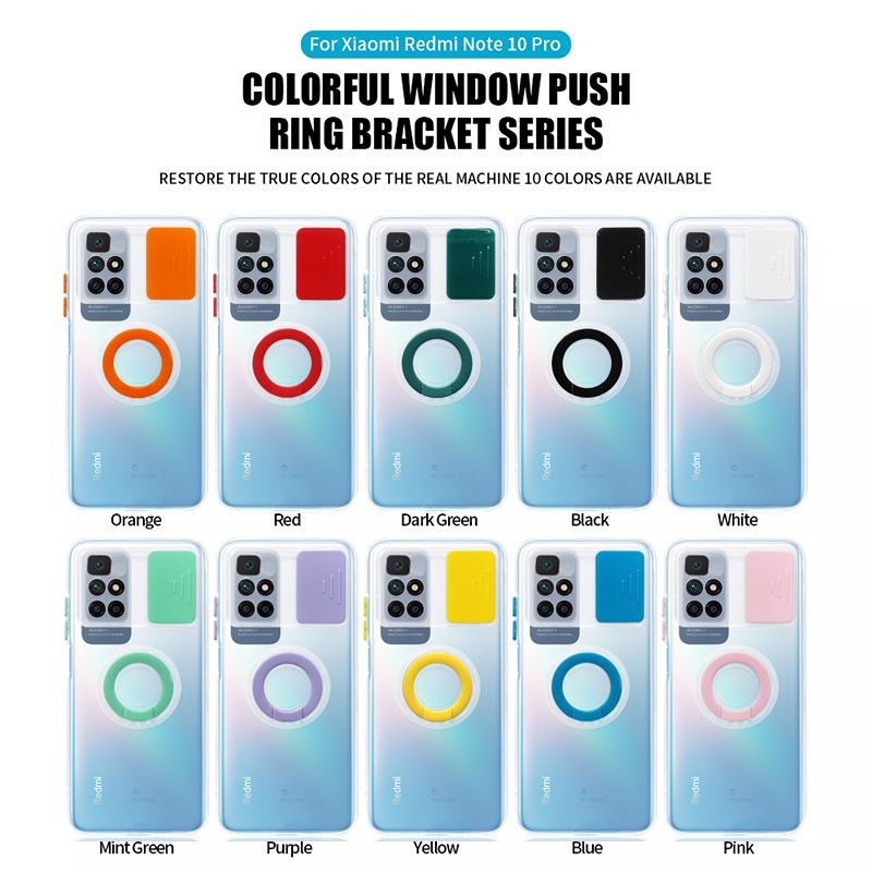 Ốp Điện Thoại Trong Suốt Có Giá Đỡ Dạng Trượt Bảo Vệ Camera Cho Xiaomi Redmi 10 9 9A 9C 9T