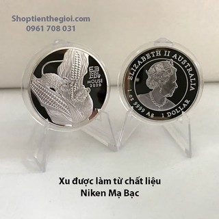 Đồng Xu In Hình Con Chuột Của Úc Phủ Bạc 2020 - Tặng kèm túi gấm - TMT Collection