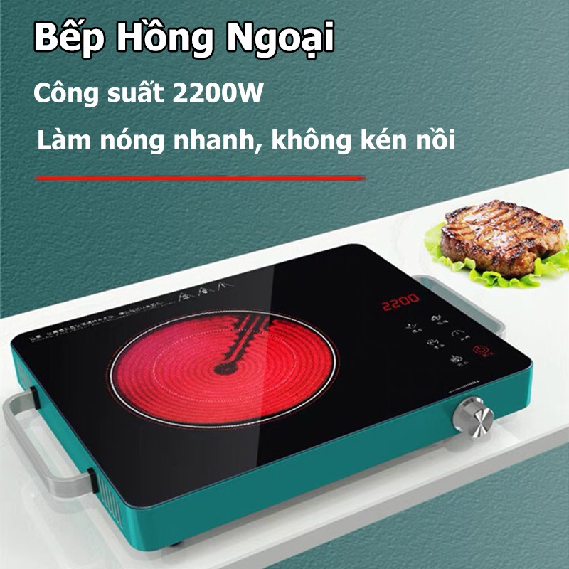 Bếp Hồng Ngoại - Bếp Hồng Ngoại Đơn - Không Kén Nồi - Công Suất 2200W- Mặt Kính Cường Lực