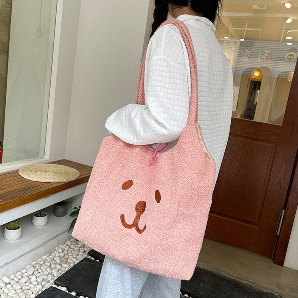 MELODG Túi Tote Đeo Vai Phối Lông Xù Xinh Xắn Thời Trang Cho Nữ