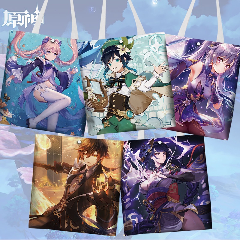 Game genshin Túi Vải canvas Đeo Vai Mua Sắm nahida diluc eula klee zhongli kokomi Xung Quanh Trò Chơi