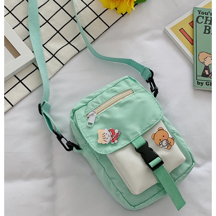 Túi vải dù dọc có khóa ngang, túi đeo chéo tote vải B | BigBuy360 - bigbuy360.vn