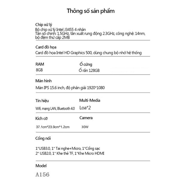 [500K] Laptop Siêu đẹp Chip Intel J3455/ Ram8G + SSD 128G Màn 15,6 inch Mỏng nhẹ 1,8kg Win 10 Mượt Mà | BigBuy360 - bigbuy360.vn