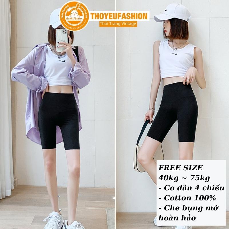 Quần legging nữ lửng nâng mông co dãn 4 chiều, Quần ngố đùi cạp chun co giãn tốt dáng ôm Size (S M L)
