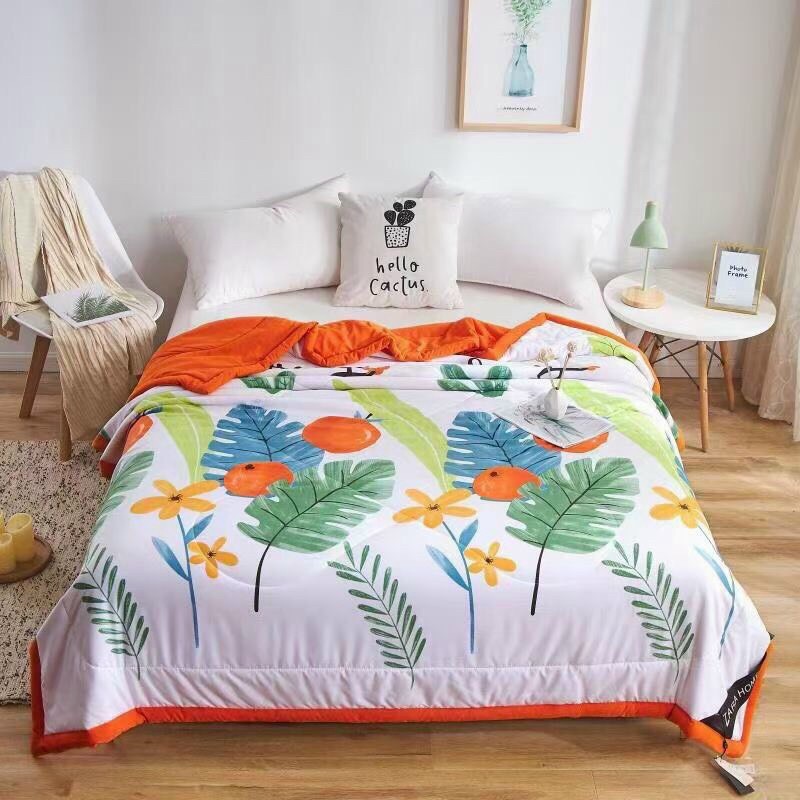 Chăn Hè Cotton Đũi Zara Home Hoạ Tiết Hoa Lá, Chất Đũi Siêu Mềm Mịn