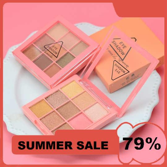 Bảng Phấn Mắt 9 ô VUÔNG NUDE Lameila nội địa kèm cọ tán sỉ Kang