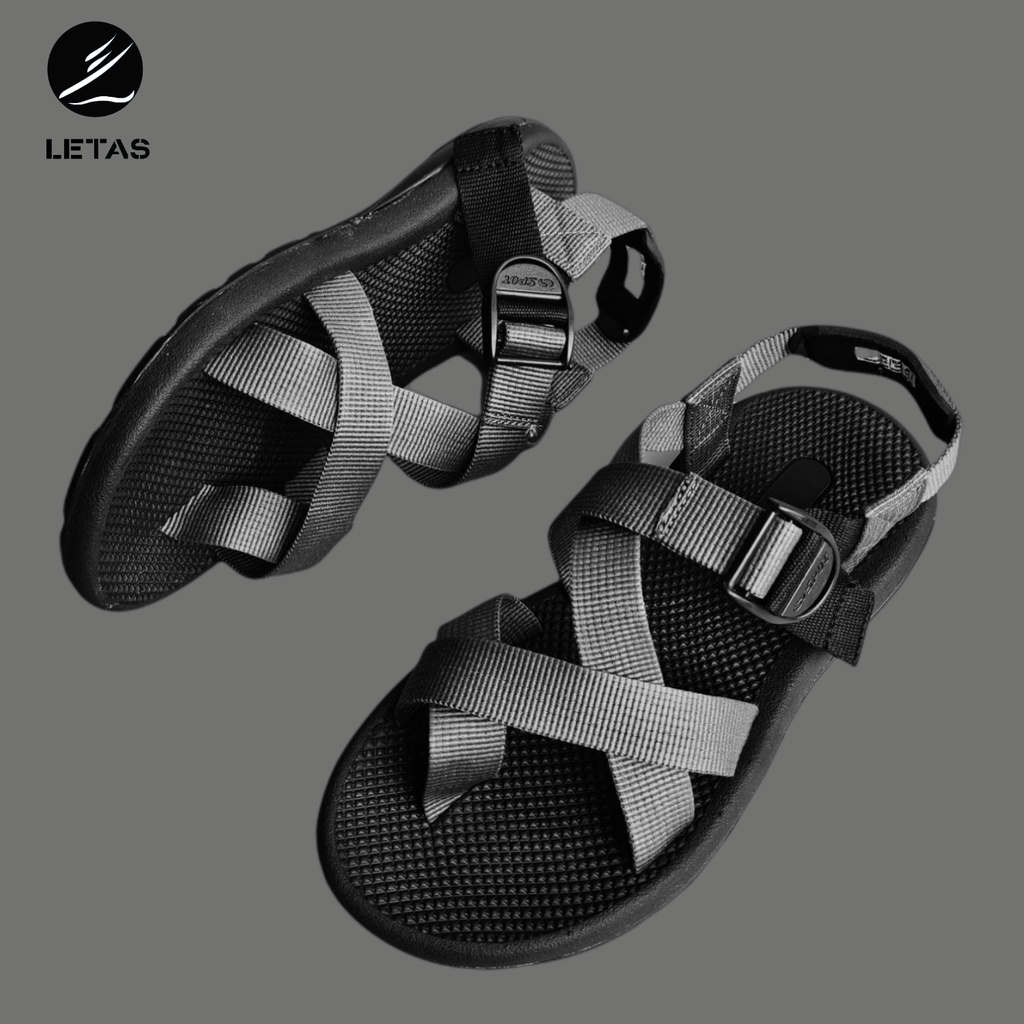 Sandal Unisex Quai Chéo Xỏ Ngón Letas LNV65 - Tro