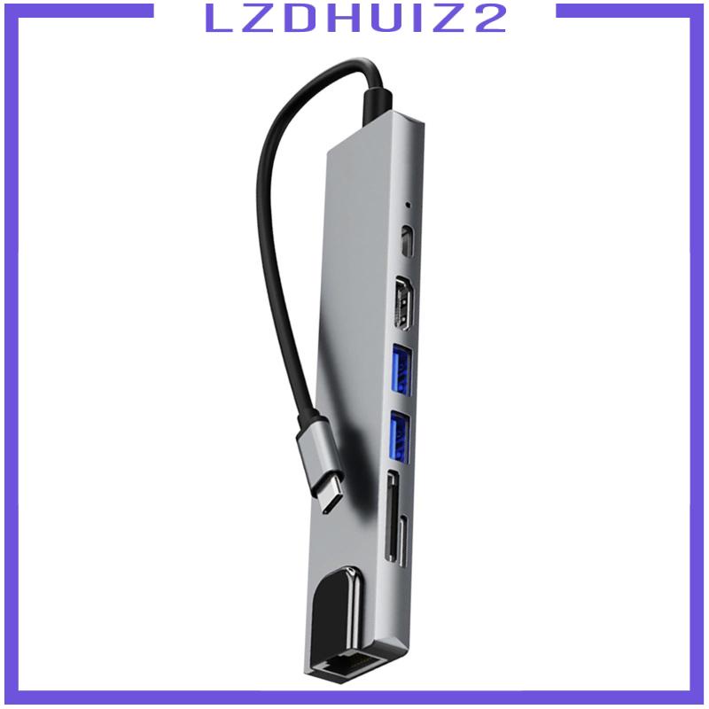 Bộ Chia Bảy Cổng Mạng Ethernet Type C Màu Xám 12.2x1.4x0.6Inches Chuyên Dụng Cho Laptop