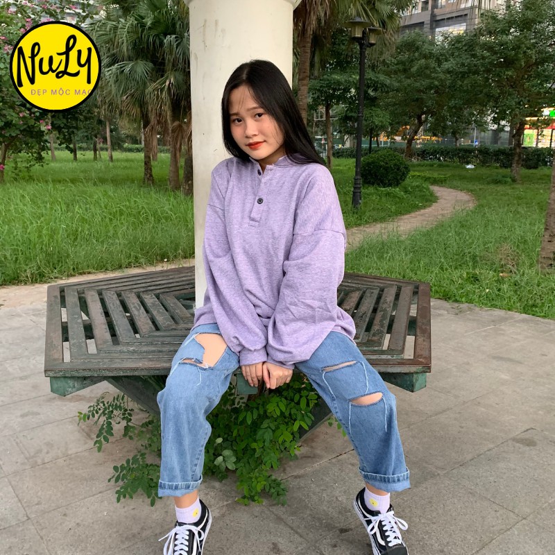Áo nỉ bông Letters nữ chất xịn tay bồng form rộng Ulzzang cổ đức logo thêu Sweater | BigBuy360 - bigbuy360.vn