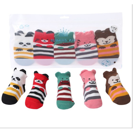 Tất cotton chống trượt hình ngộ nghĩnh cho bé trai và bé gái (0-3 tuổi)
