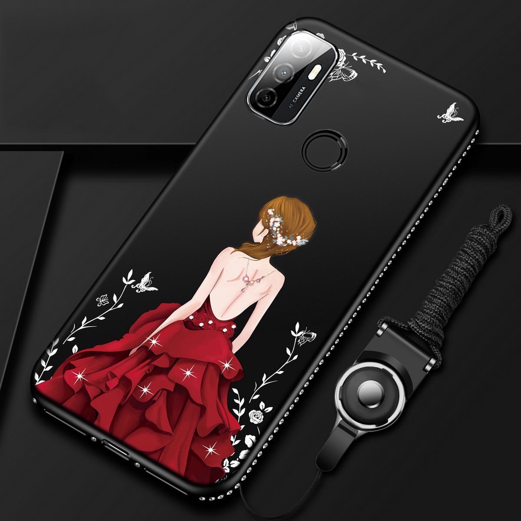 ỐP ĐÍNH ĐÁ OPPO A53 HÌNH CÔ GÁI CAO CẤP ( Tặng Kèm Dây Đeo)
