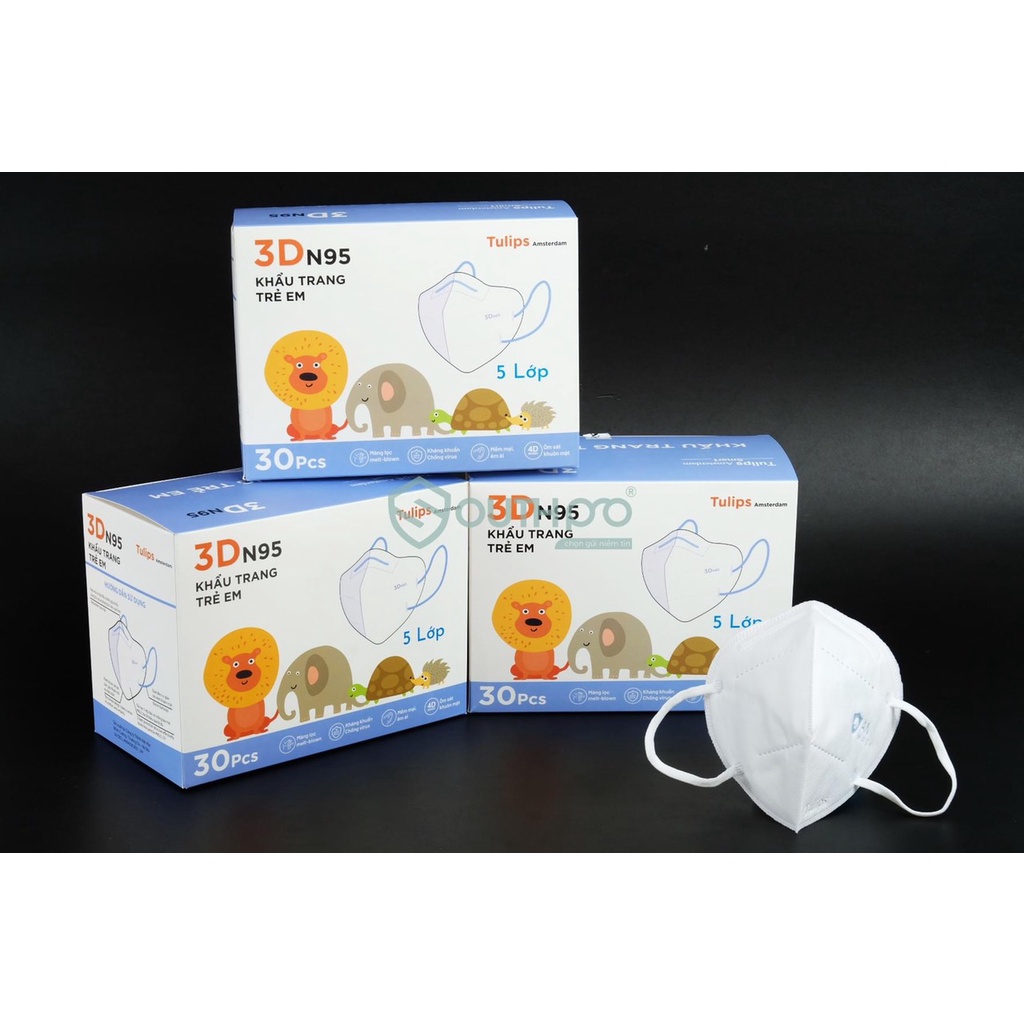 KHẨU TRANG TRẺ EM TULIPS N95 CÓ VAN VÀ KHÔNG VAN