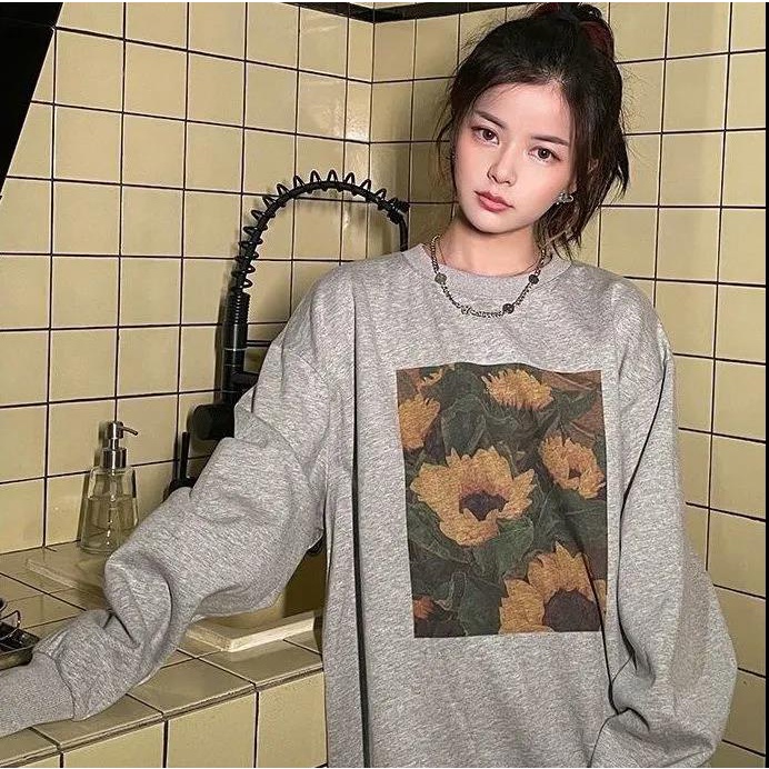 NRVP Áo Thun Nữ Dài Tay Cổ Tròn Thời Trang Hàn