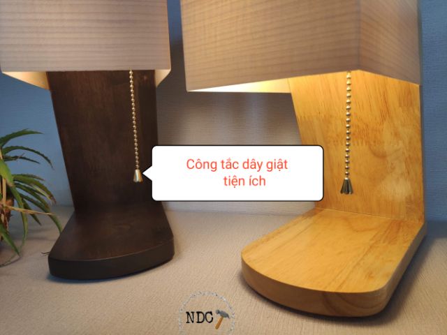 < Video test >< Công tắc giât dậy > Đèn ngủ gỗ để bàn Veneer Vintage || Tặng kèm bóng led