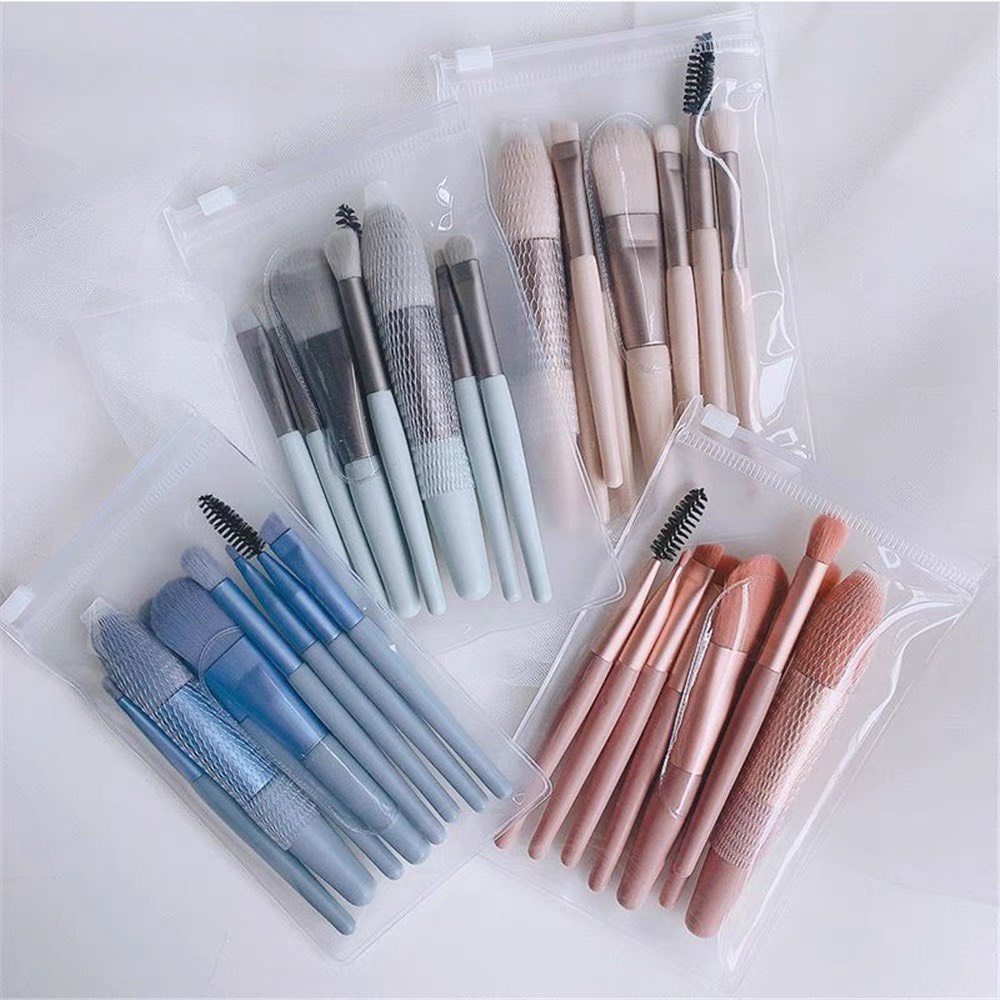 Set 8 cọ đánh phấn trang điểm kèm túi khóa kéo tiện lợi