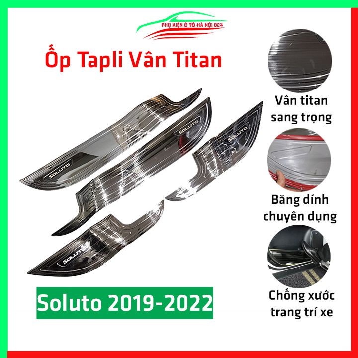 Bộ ốp tapli Soluto 2019-2020 vân Titan chống xước va đập khi mở cửa và làm đẹp xe