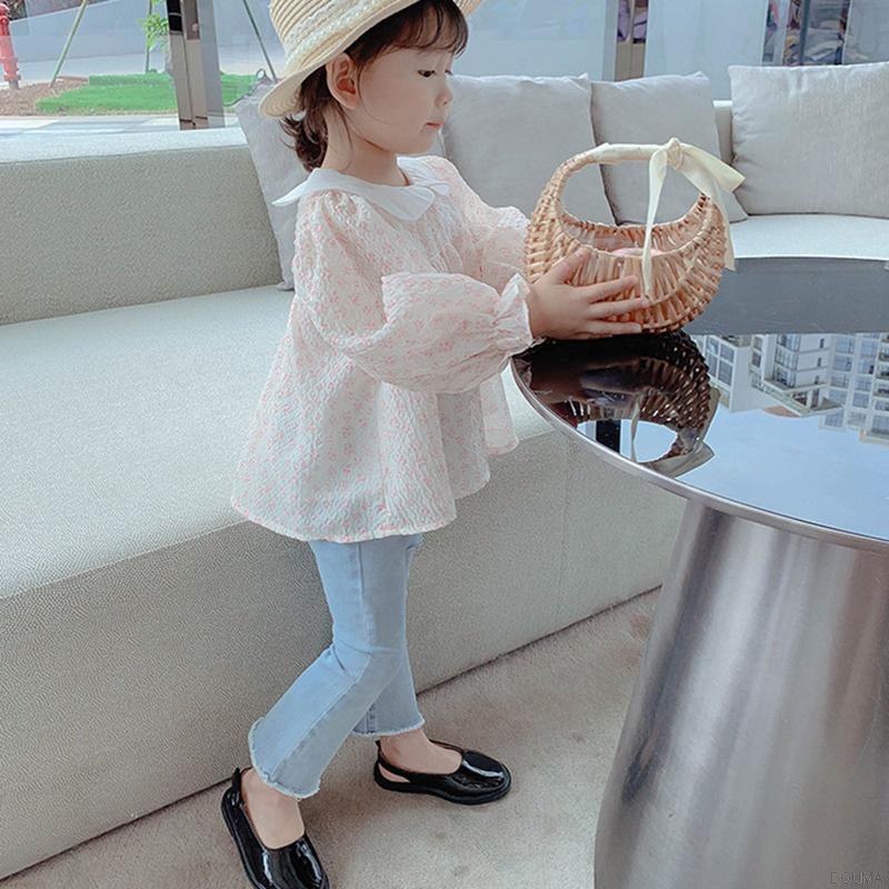 Quần Jeans lưng cao ống loe cho bé gái đáng yêu