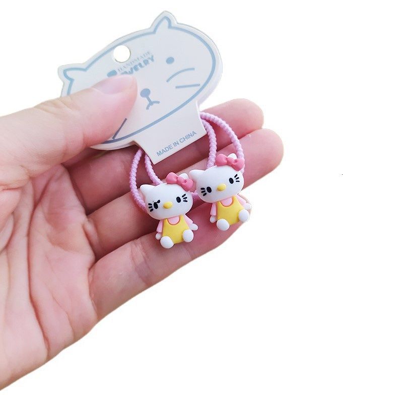 Set 2 Dây Cột Tóc Hình Hello Kitty Dễ Thương Cho Bé Gái