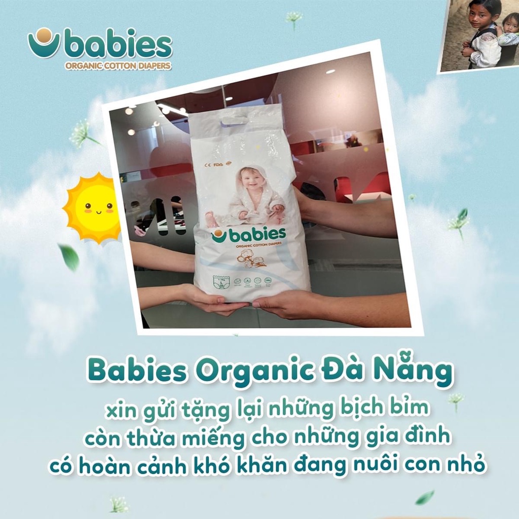 Tã Bỉm DÁN/QUẦN BABIES ORGANIC bông hữu cơ an toàn cho bé NB76/S66/M56/L46//M54/L50/XL46/XXL40/XXXL38