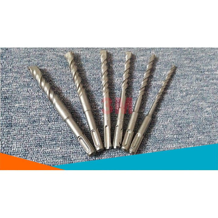 Bộ 4 Mũi Khoan Bê Tông Đuôi Gài Đường Kính 6,8,10,12mm Loại Dài 12Cm ( Mỗi Loại 1 Mũi )