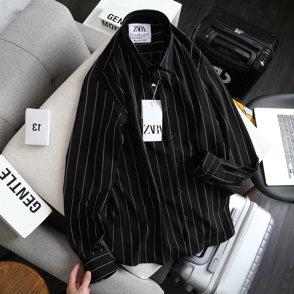 Sơ mi nam tay dài kẻ sọc thời trang bigsize (75 - 130kg)