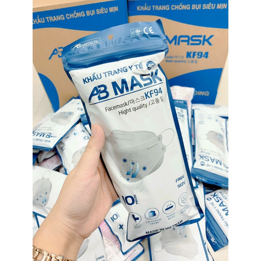 [Thùng 300 Chiếc]Khẩu Trang Y Tế 4D Kháng Khuẩn KF94 AB Tiêu Chuẩn Hàng Quốc Kiểu Dáng Ôm Trọn Khuôn Mặt Hiện Đại