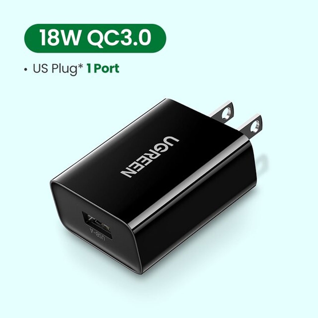 Ugreen 60495 - Củ sạc nhanh 18W chuẩn USB-A hỗ trợ QC 3.0 cao cấp CHính Hãng CD122