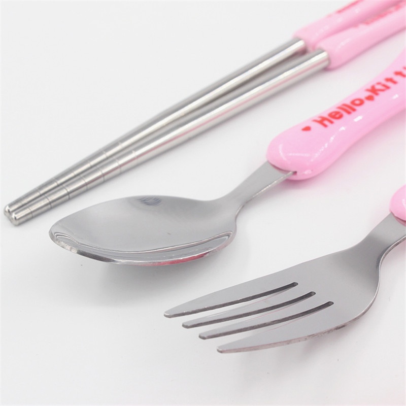 Bộ Dụng Cụ Ăn Uống 3 Món Bằng Thép Không Gỉ Tiện Dụng Cho Học Sinh/Người Lớn