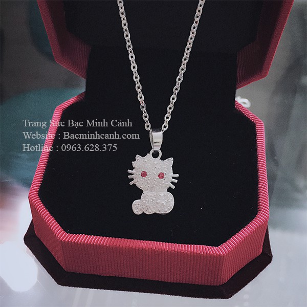 Dây chuyền bạc trẻ em mèo con may mắn