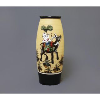 Lọ hoa sứ cao cấp Bát Tràng cao 32cm S101-11. Tranh Đông Hồ
