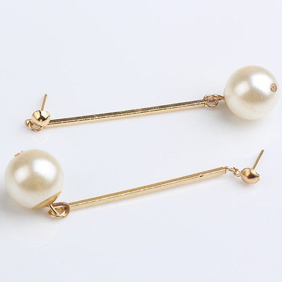 Khuyên tai mạ vàng đính ngọc trai nhân tạo lấp lánh thời trang