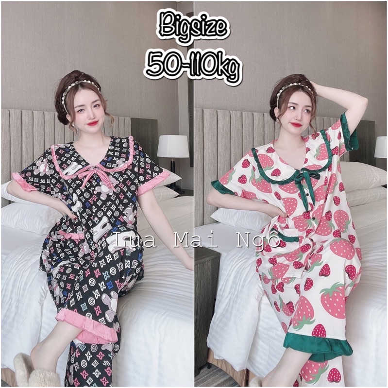 [Mã FAMARAL2 giảm 10K đơn 50K] (50-110kg) Đồ Bộ Lụa Mai Ngô Bèo Bigsize Điệu Đà, Hoạ Tiết