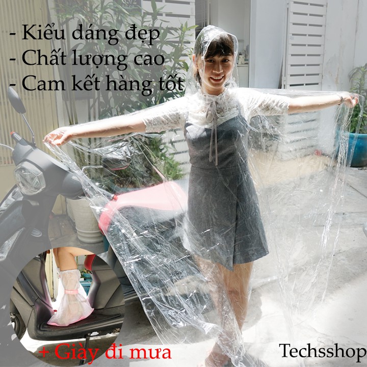 Áo mưa trong suốt dày 0.15mm - Loại 1 đầu, 2 đầu