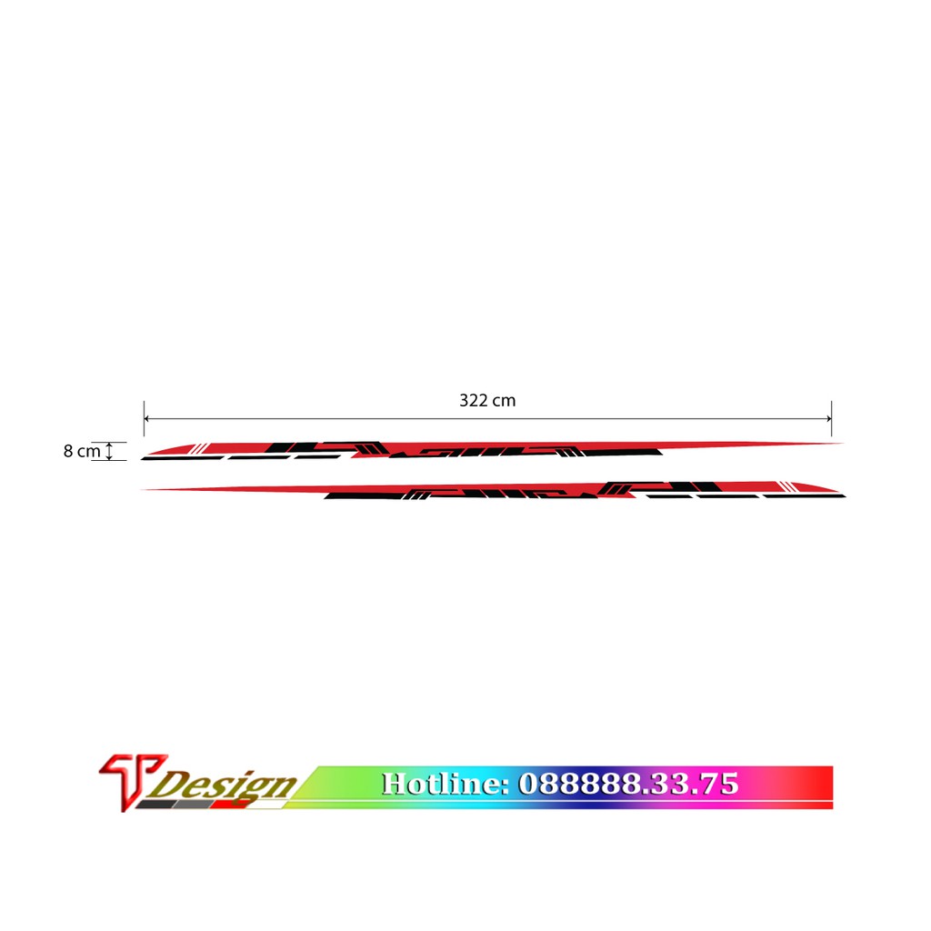Tem dán sườn xe trang trí innova, fourtuner, 5 chỗ, 7 chỗ, tem xe fortuner và các dòng xe khác WRAP14 KT 322x8cm