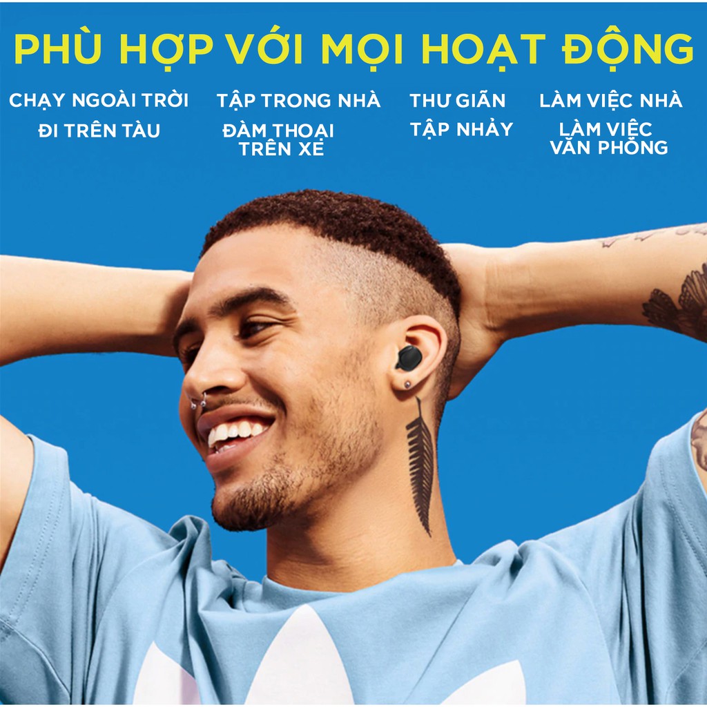 Tai Nghe Bluetooth Mini (Tai Nghe Không Dây) TWS Chính Hãng - Bluetooth 5.0, Pin 12 Tiếng - Chống Nước IPX5