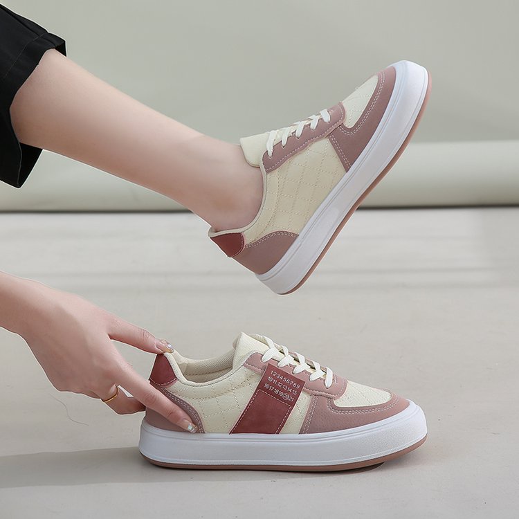 JINxCHOY Giày Thể Thao Mũi Tròn Cột Dây Thoáng Khí Thoải Mái Hợp Thời Trang