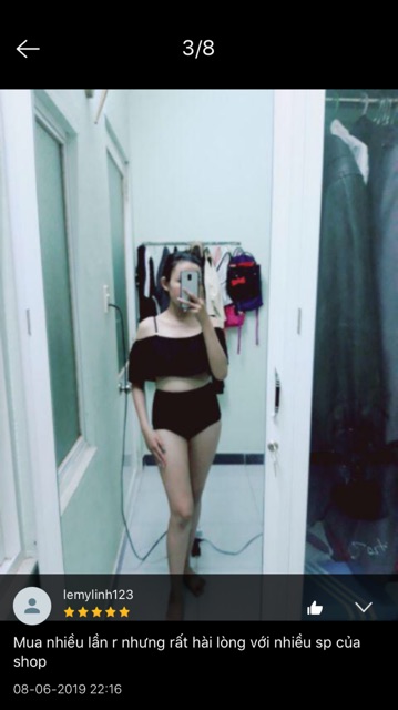 Set bikini rớt vai đen