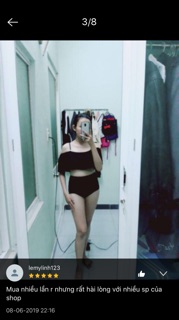 Set bikini áo trễ vai đen