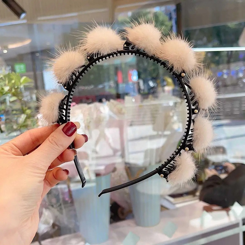 Dây Cột Tóc Đính Bóng Lông Thời Trang Thu Đông