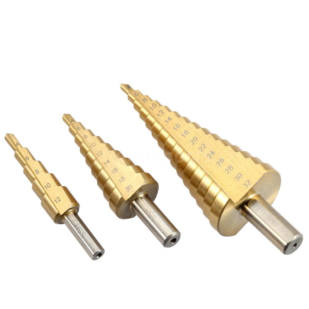 .Bộ 3 Mũi Khoan Tháp Thẳng NUR 4mm - 32mm HSS Khoan Đa Năng sắt, nhôm, gỗ... (100% Chính hãng NUR)