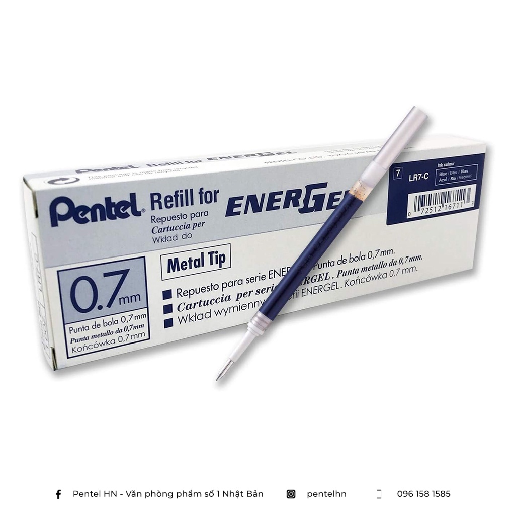 Ruột Bút Ký Pentel Energel LR7  | Mực Ra Đều/ Êm/ Mịn/ Siêu Nhanh Khô| Hàng Chính Hãng Pentel Việt Nam | GDP