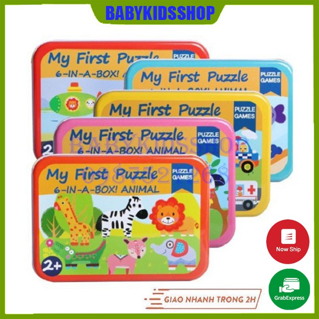 My first Puzzle - ghép hình 6 tranh hộp sắt sáng tạo, an toàn cho bé