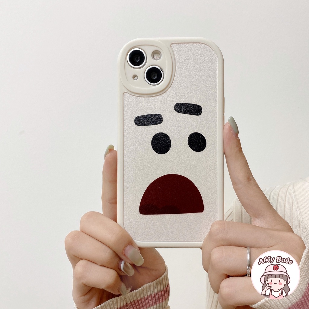 Ốp Điện Thoại TPU Mềm Phối Da Mặt Nhám Họa Tiết Biểu Tượng Cảm Xúc Kiểu Hàn Quốc Cho Iphone 11 7Plus 13 12 11 Pro Max X XS 12 13 XR