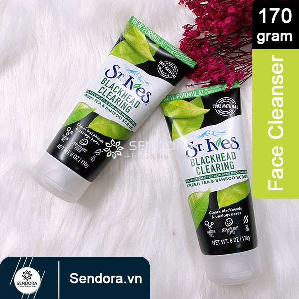 Sữa Rửa Mặt St.Ives Blackhead Clearing Green Tea & Bamboo Scrub 170g (Trà và Tre)