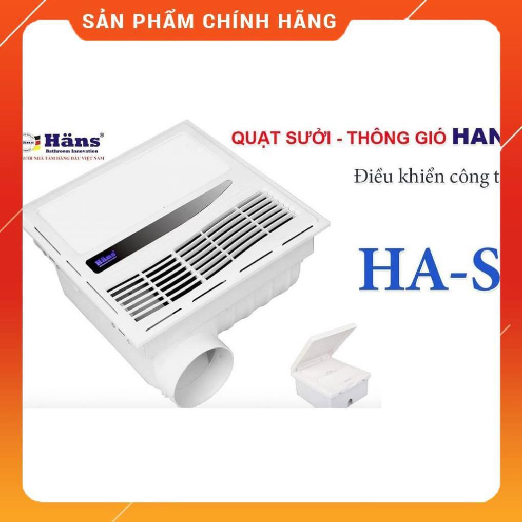 Quạt thông gió kèm sưởi thổi-âm trần-công tắc HANS HA-S - Hàng cao cấp chính hãng Huy Anh