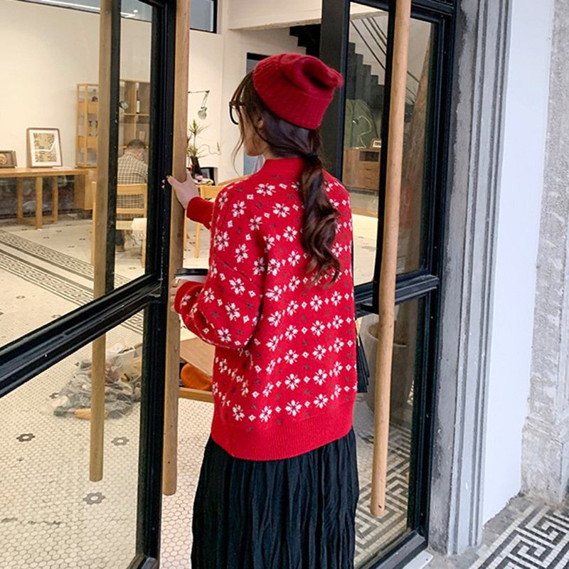 Áo khoác len nữ cadigan dệt kim phong cách Hàn Quốc v00105