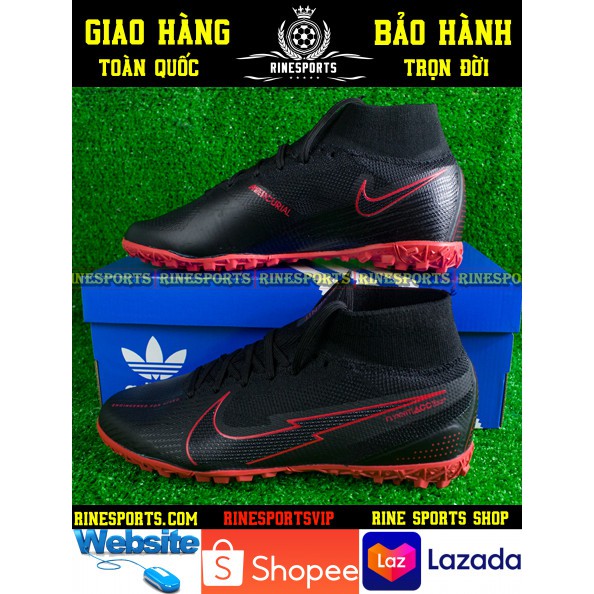 (HÀNG THAILAND) GIÀY BÓNG ĐÁ SÂN CỎ NHÂN TẠO Mercurial Vapor 13 đen đỏ cổ cao.TF.CAM KẾT Y HÌNH-CAM KẾT HÀNG