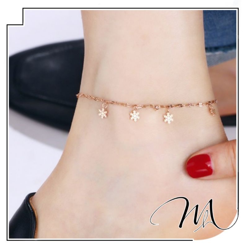 Lắc chân nữ Titan không gỉ dây trúc hoa tuyết rơi - Măng's House LC56