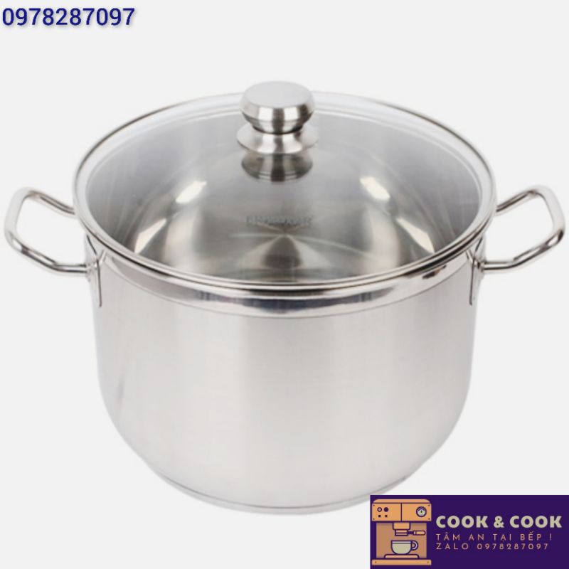 Nồi Inox Bếp Từ 3 Đáy Vung Kính VIETCOOK size 16, 18, 20, 22, 24, 26, 28, 30, 32 cm cao cấp nồi luộc gà